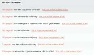 SEO voorbeeld - SEO Fouten - Website ZVWK - Gratis SEO Scan